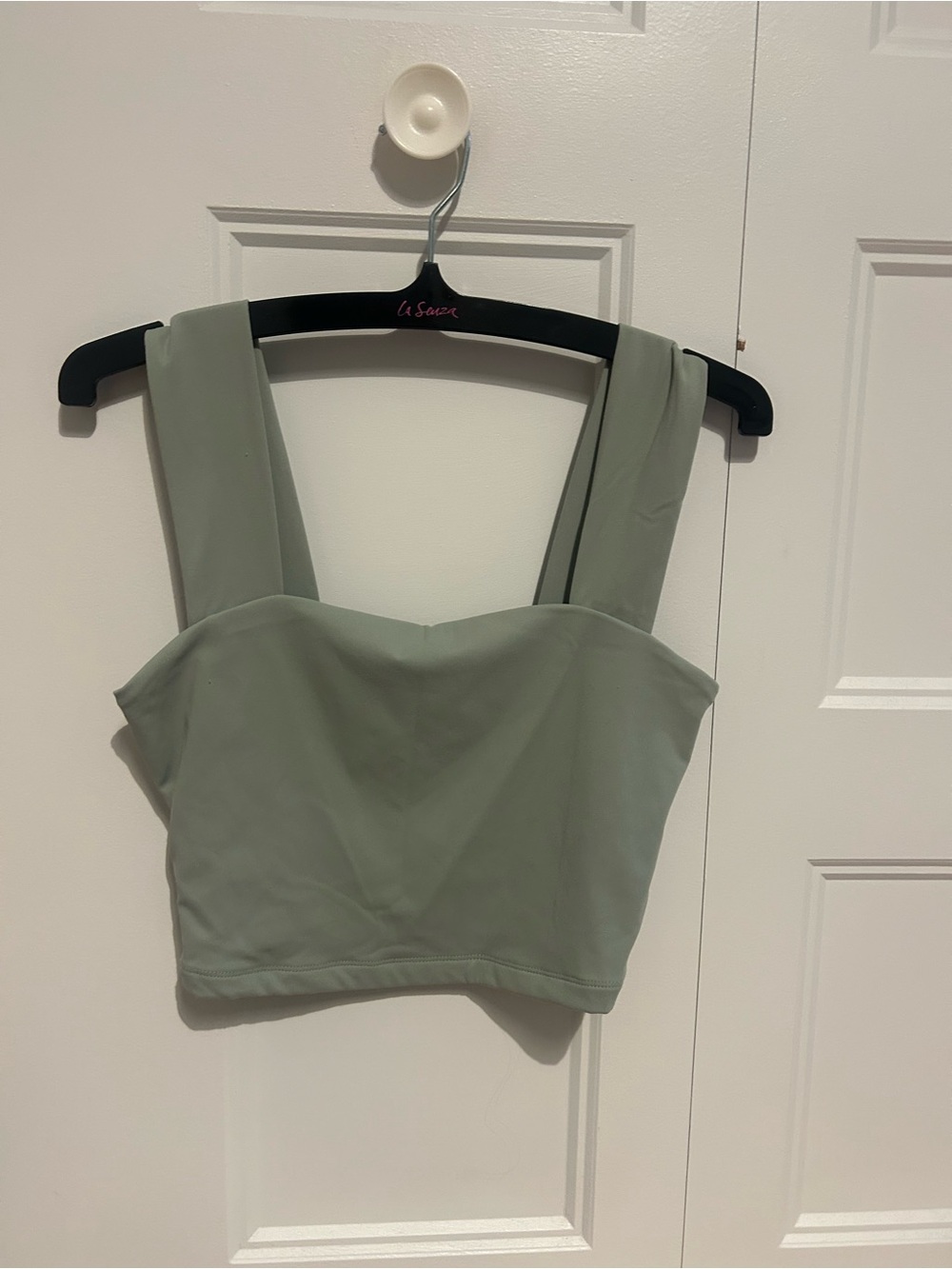 Dynamite Sage Green Cropped Square-Neck Tank